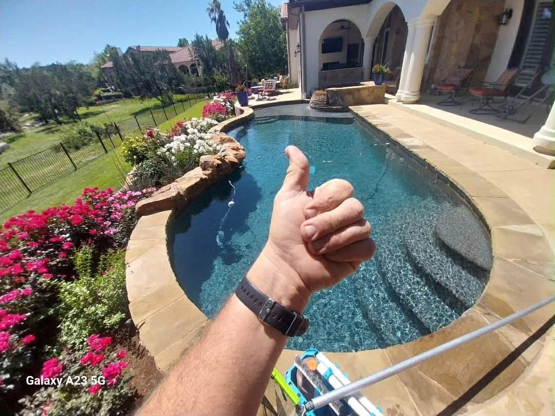 Beautiful backyard pool maintained by The Pool Police — Bee Cave Austin